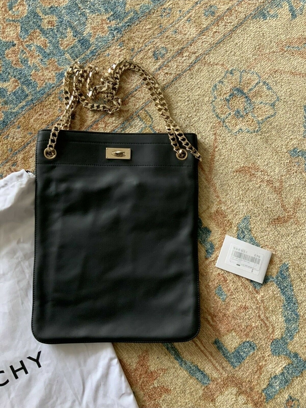 Givenchy Black Leather Shoulder Bag with Gold Chain Straps